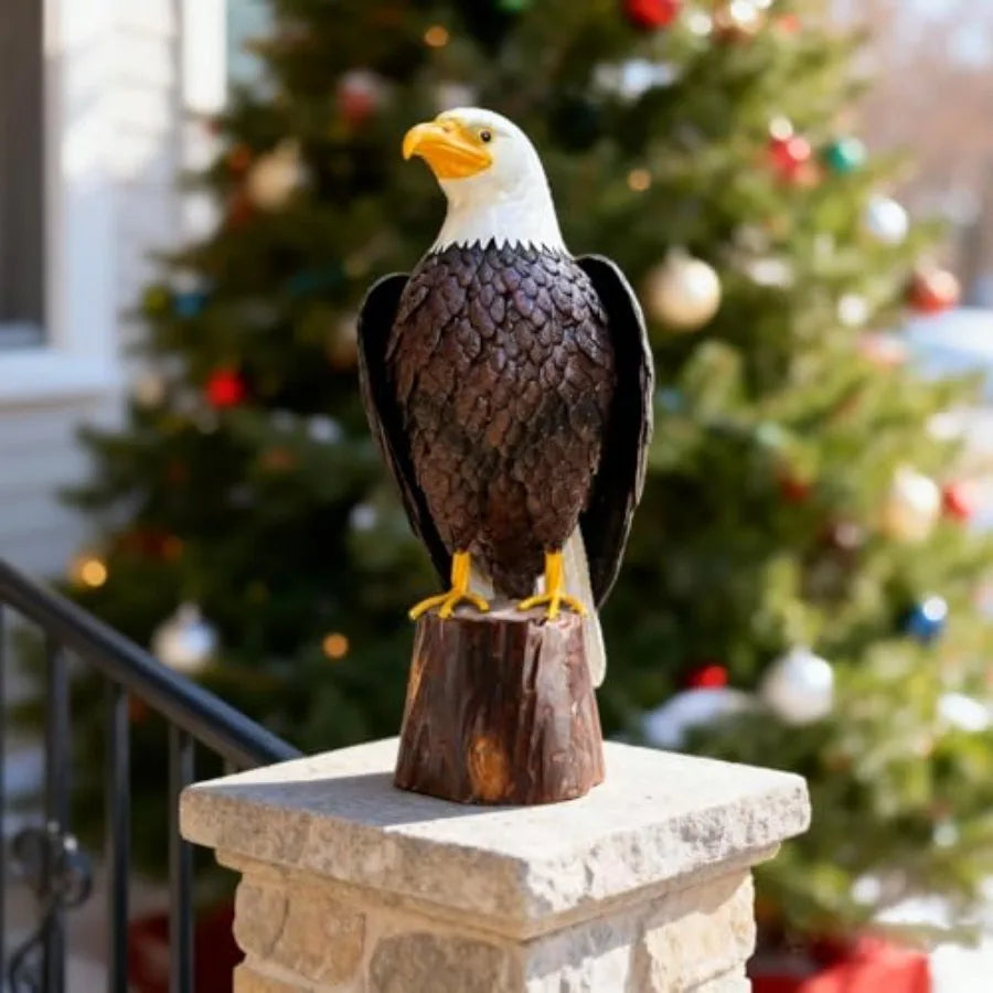 Bald Eagle Outdoor Metal Yard Art Statue for Garden and Patio