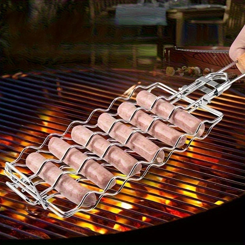 BBQ Sausage Grill Basket Durable Camping And Picnic Tool
