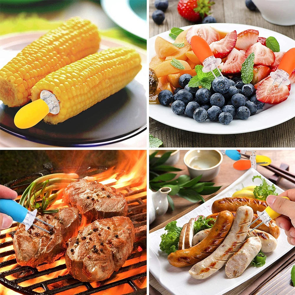 LMETJMA Stainless Steel Corn Holders For BBQ Barbecue Accessories KC0460