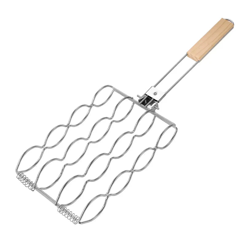 Foldable Stainless Steel Corn Clip Grill Tool Outdoor BBQ