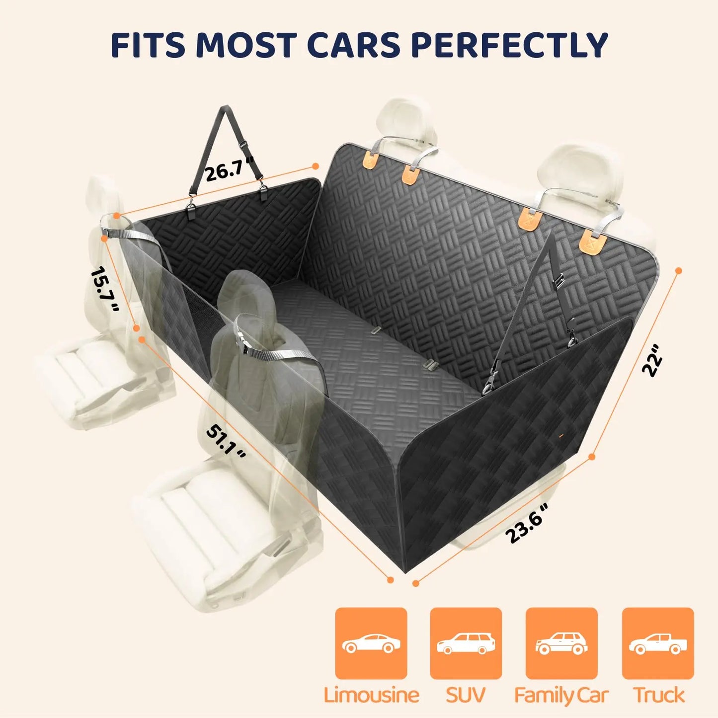 Back Seat Dog Hammock Cover For Cars And SUVs Washable