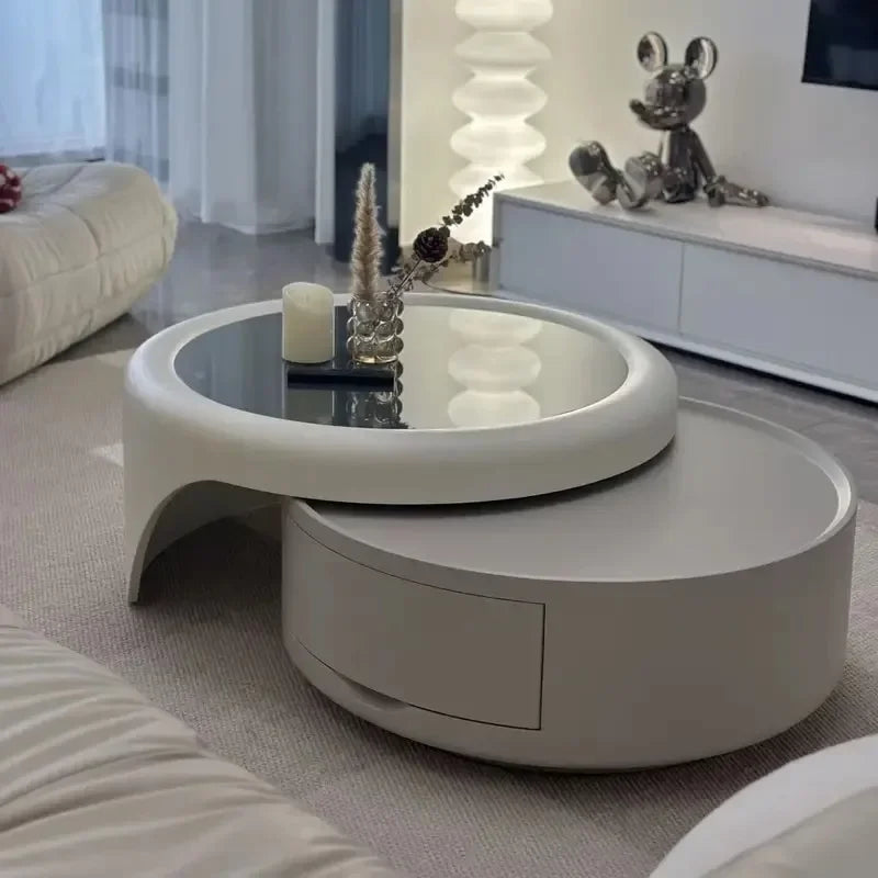 Angduo Modern Round Coffee Table Minimalist Living Room Furniture