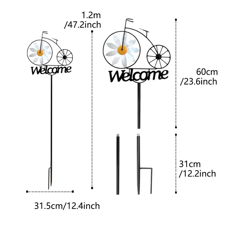 Daisy Windmill Garden Decoration Metal Yard Art For Outdoors
