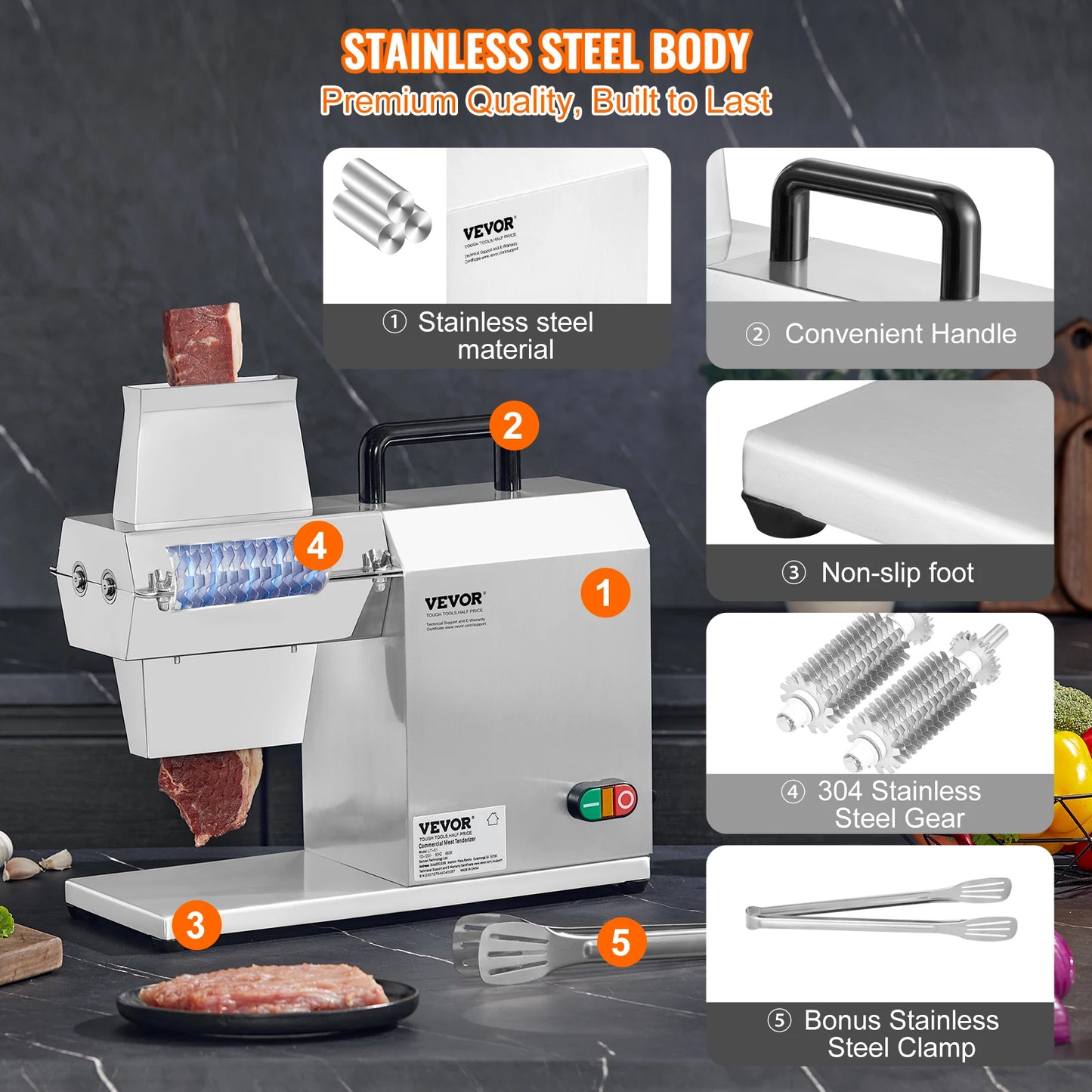 SucceBuy 54 Blades Commercial Meat Tenderizer Machine 450W