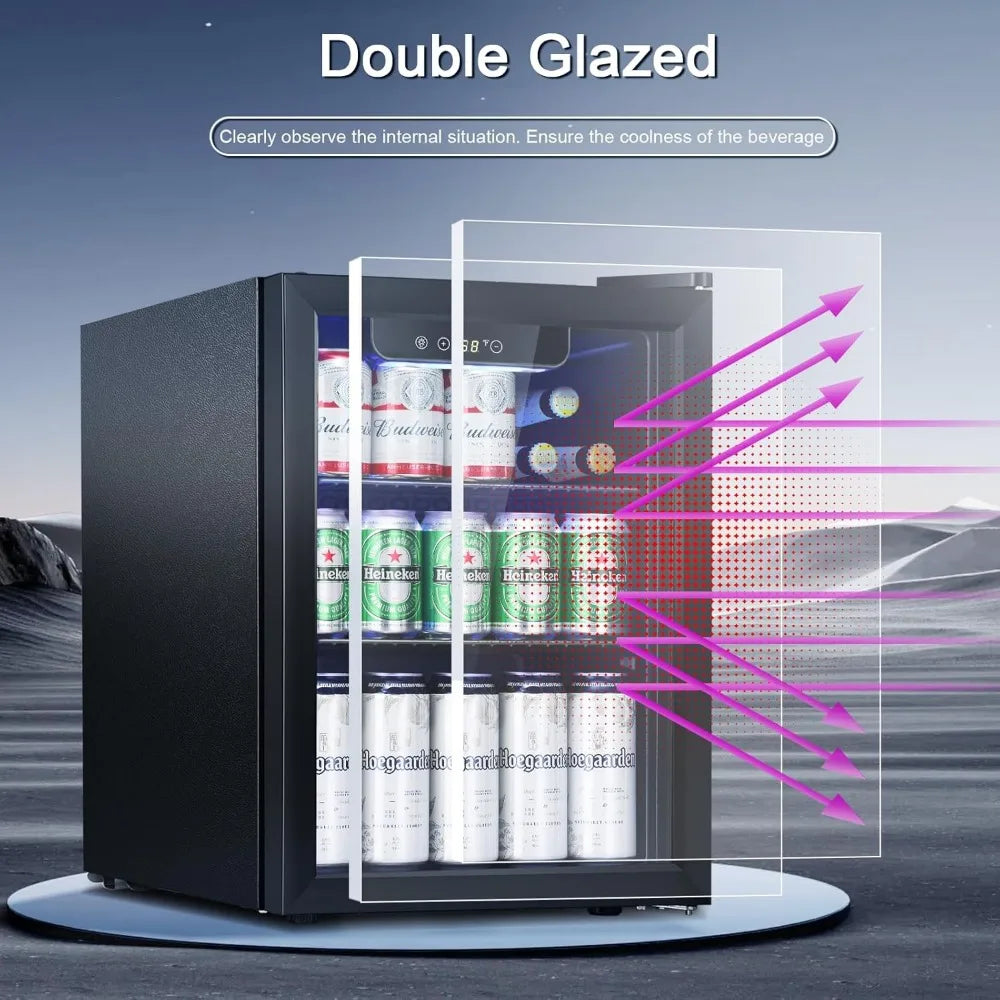 Beverage Refrigerator Cooler 68 Can Mini Fridge Glass Door