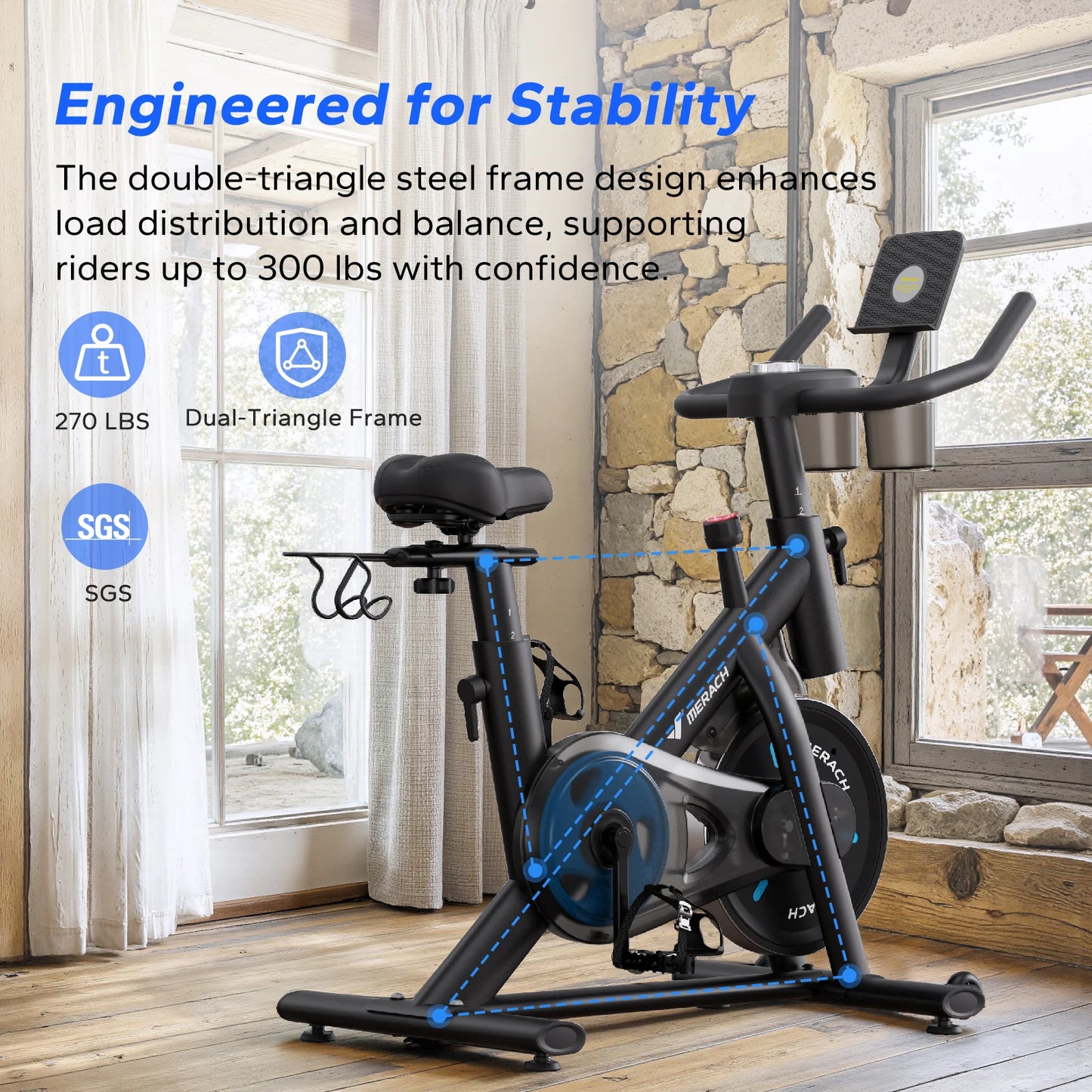 MERACH Magnetic Indoor Exercise Bike With App Low Noise