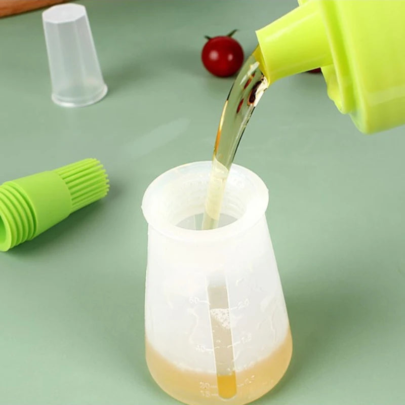 Grease Bottle Brush Silicone Grill Brush And Dispenser
