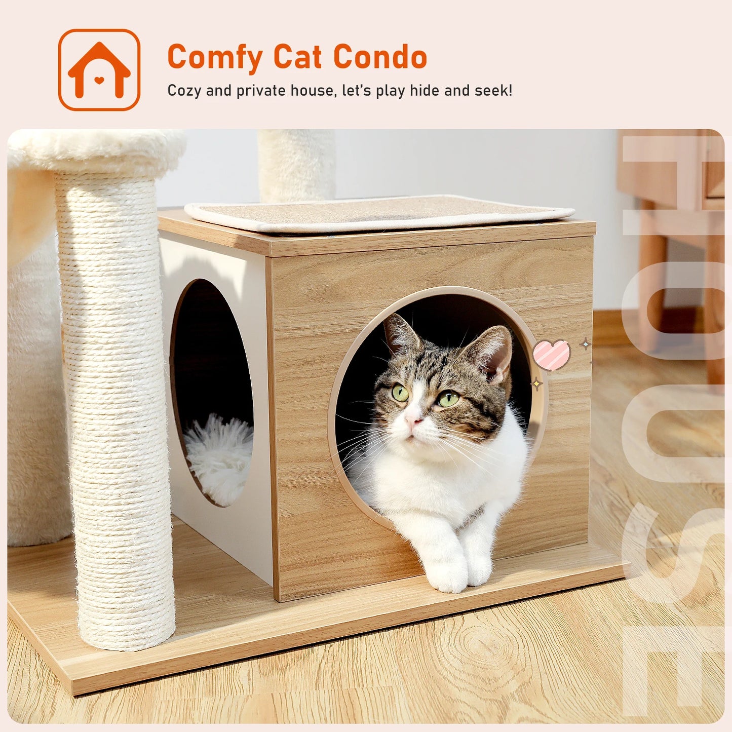 PAWZ Road Indoor Cat Tree Multi-Tier Wood Tower Condo