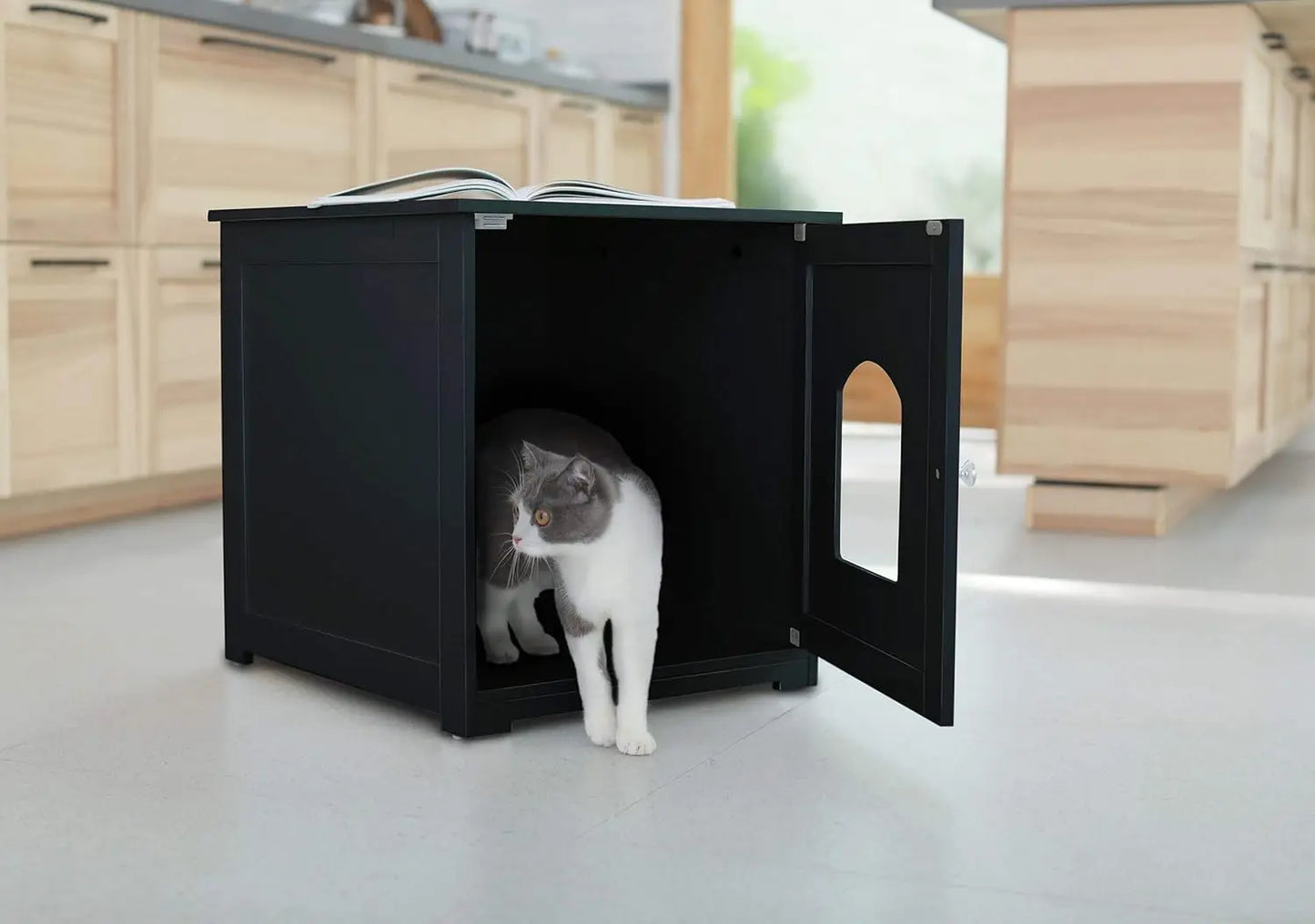 Hidden Litter Box Furniture Cabinet For Cats Conceals Odor