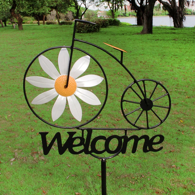 Daisy Windmill Garden Decoration Metal Yard Art For Outdoors