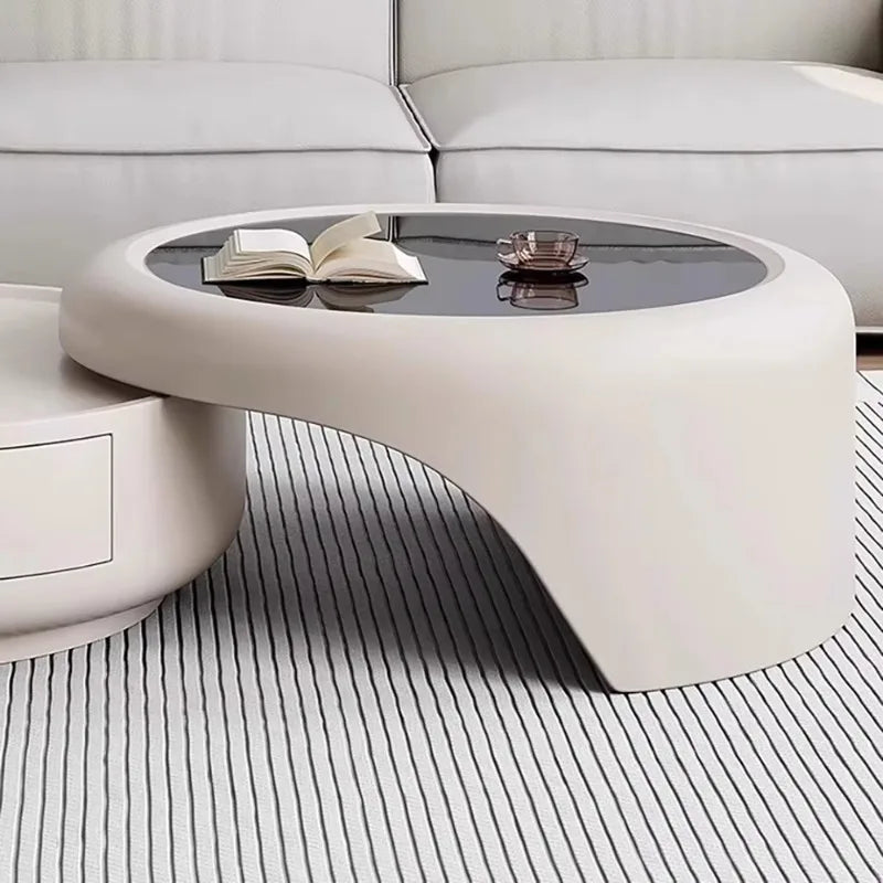 Angduo Modern Round Coffee Table Minimalist Living Room Furniture