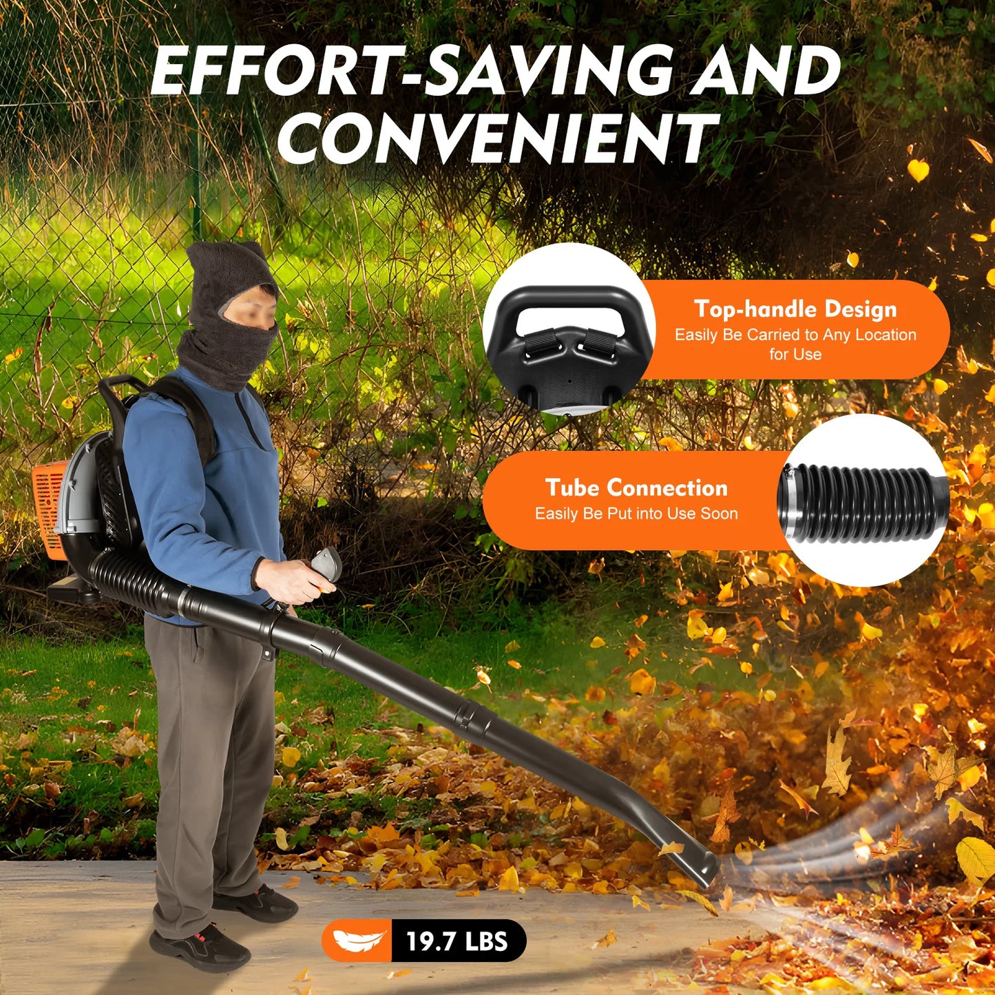 Backpack Leaf Blower Petrol Air Cooled 6800 RPM Garden