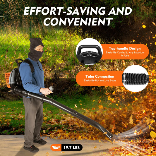 Backpack Leaf Blower Petrol Air Cooled 6800 RPM Garden