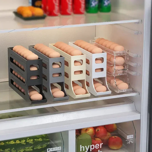 Automatic Egg Roller Storage Box 4 Layer Fridge Organizer