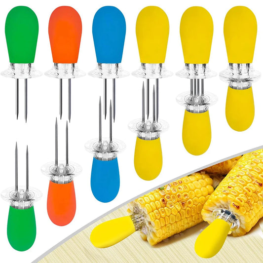 LMETJMA Stainless Steel Corn Holders For BBQ Barbecue Accessories KC0460