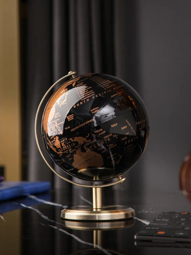 Metal Rotating Globe Artwork For Classroom And Office Decor