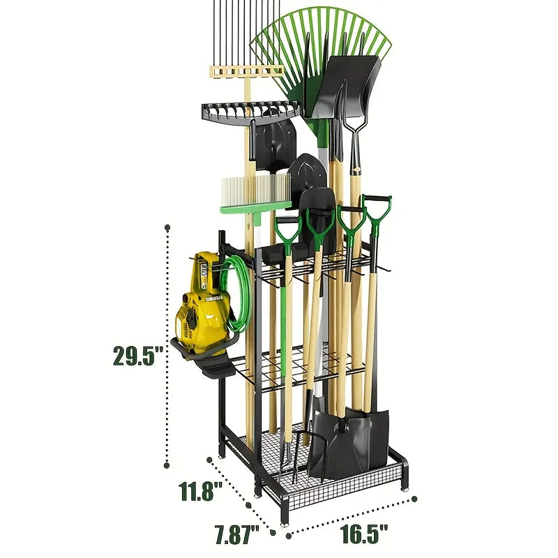 Garden Tool Rack And Patio Tool Tower For Garage Storage