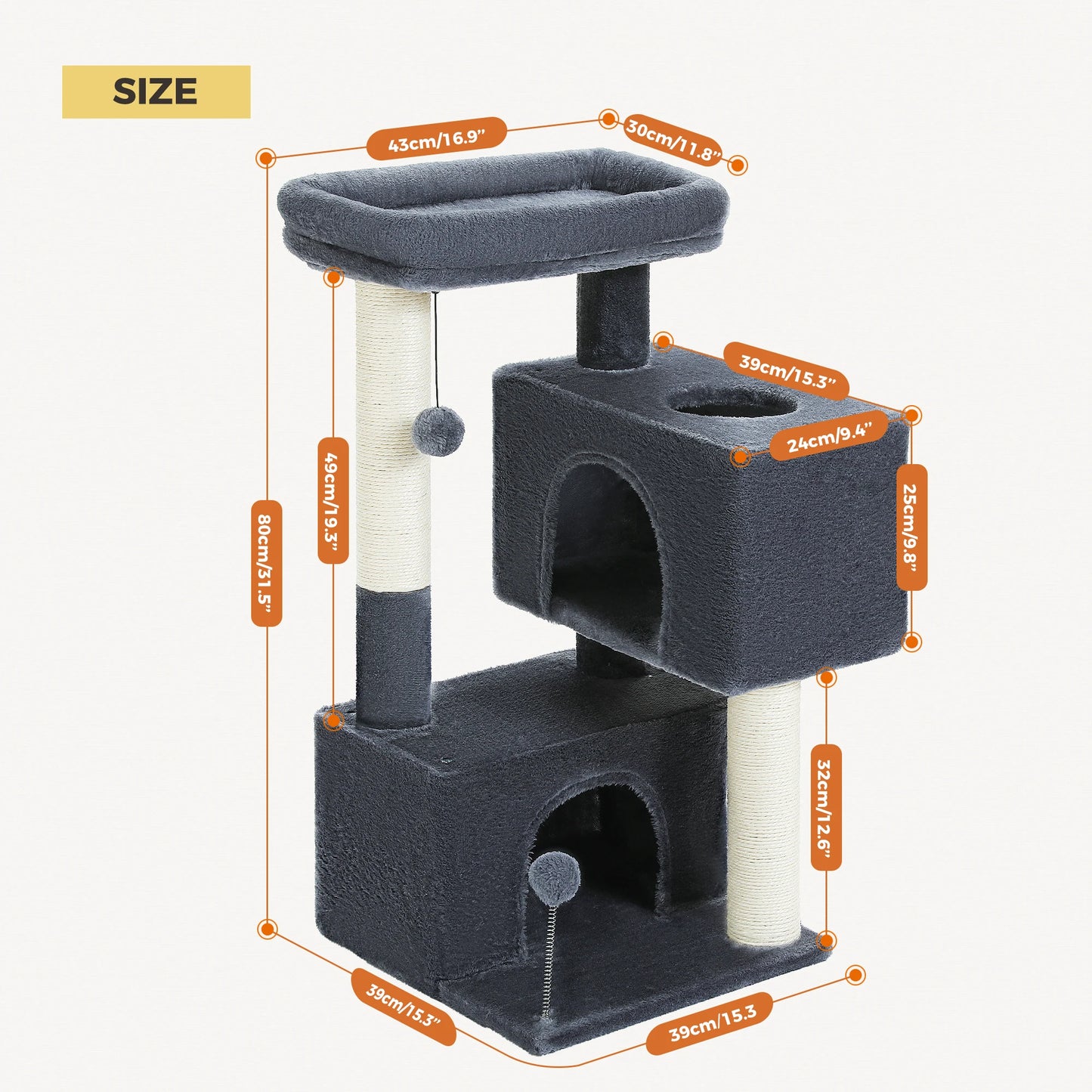PAWZ Road Large Cat Tree For Indoor Cats Multi Level