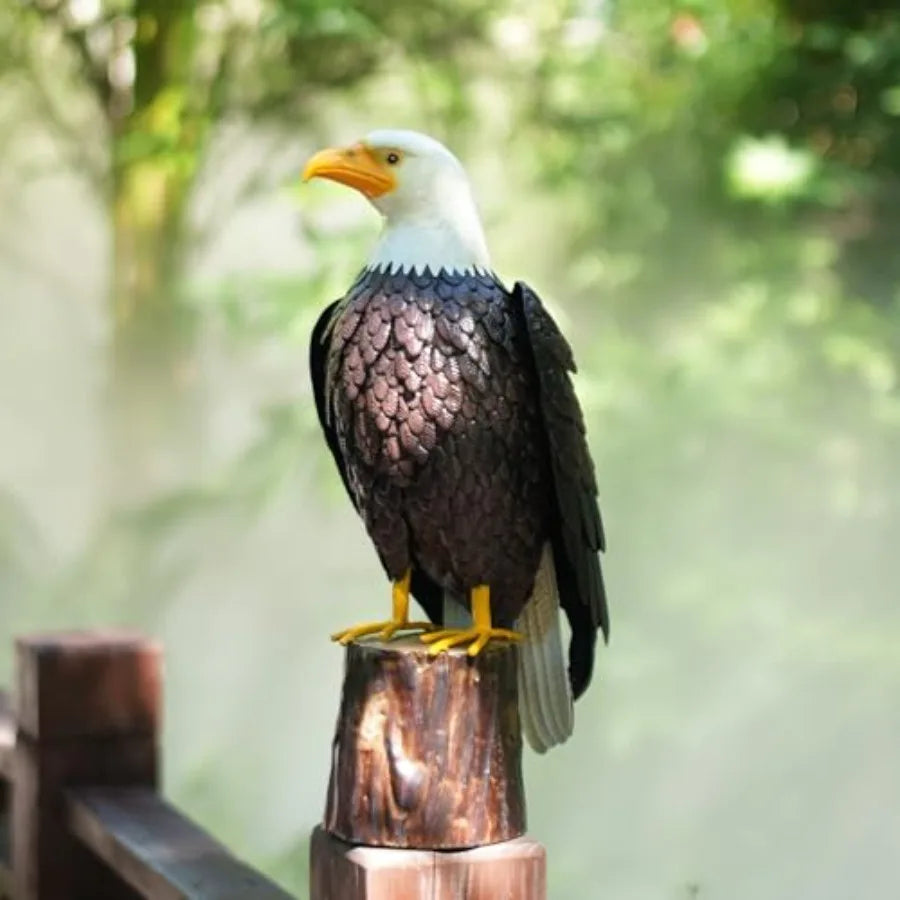 Bald Eagle Outdoor Metal Yard Art Statue for Garden and Patio