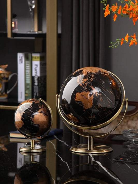Metal Rotating Globe Artwork For Classroom And Office Decor