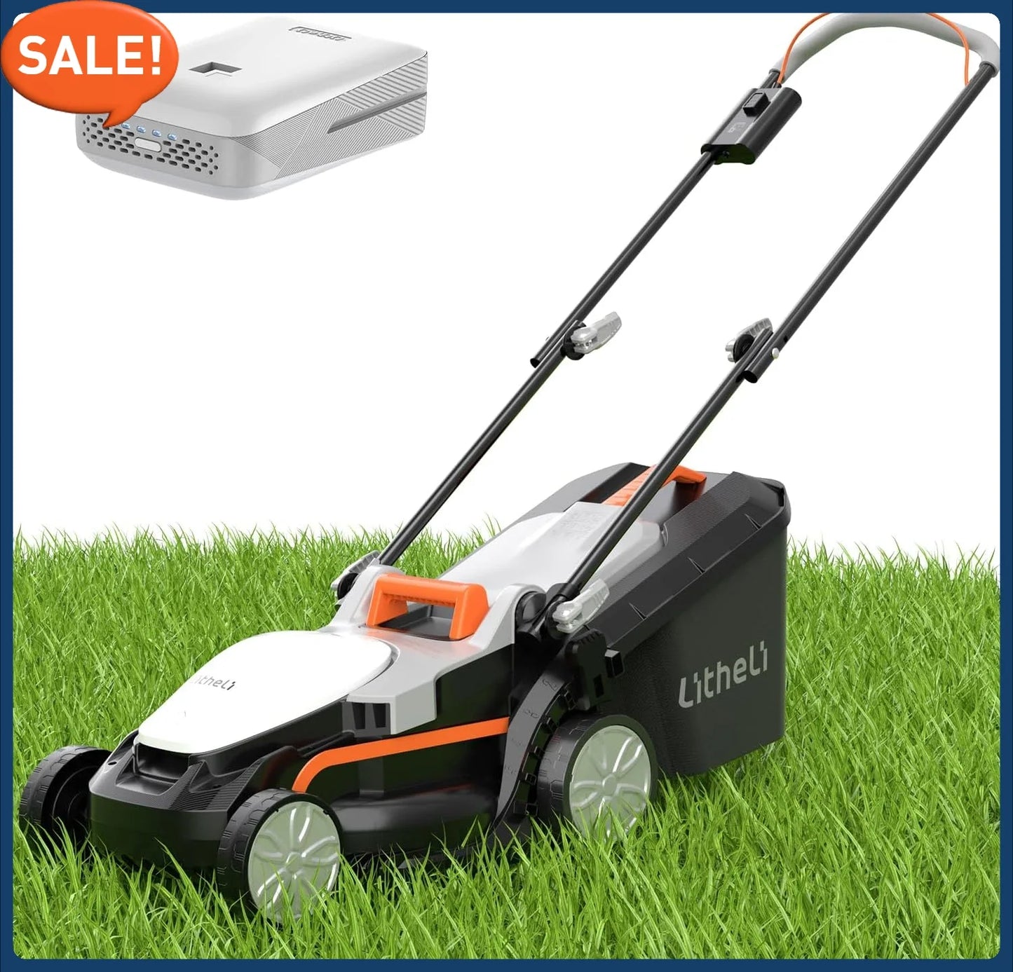 XMSJ Cordless Lawn Mower 20V Five Position Height Adjustment Battery