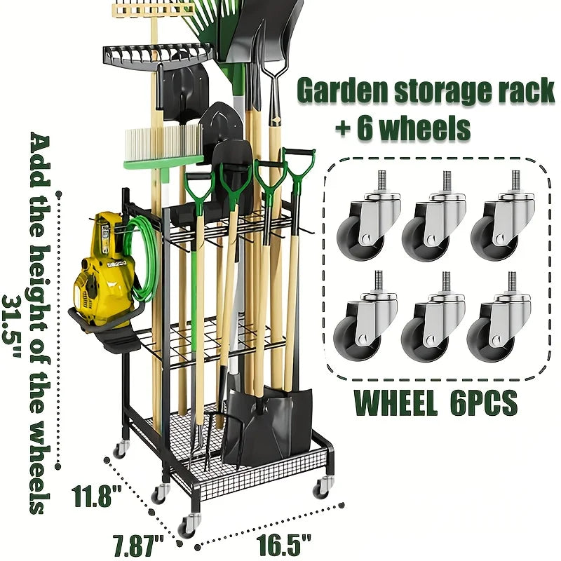Garden Tool Rack And Patio Tool Tower For Garage Storage