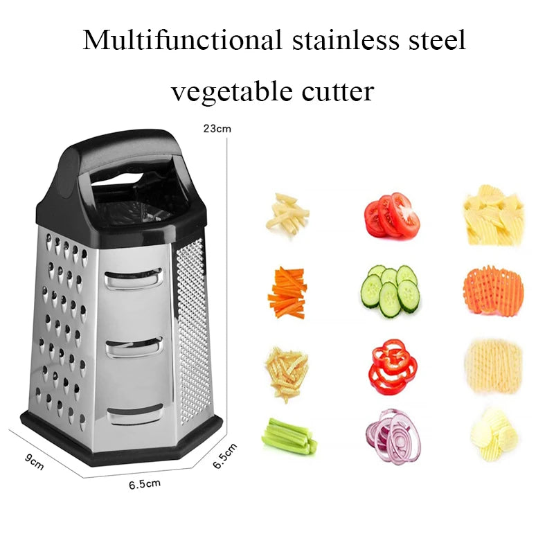 Stainless Steel Box Grater 6 Sides Slicer Shredder For Vegetables