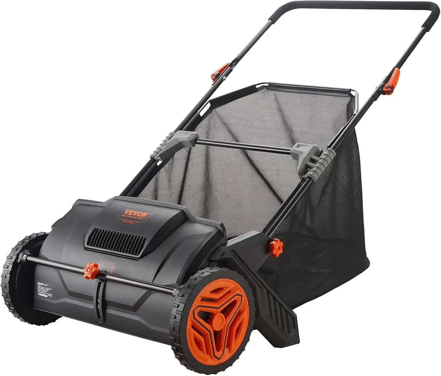 Push Lawn Sweeper With Heavy Duty Steel And Rubber Wheels