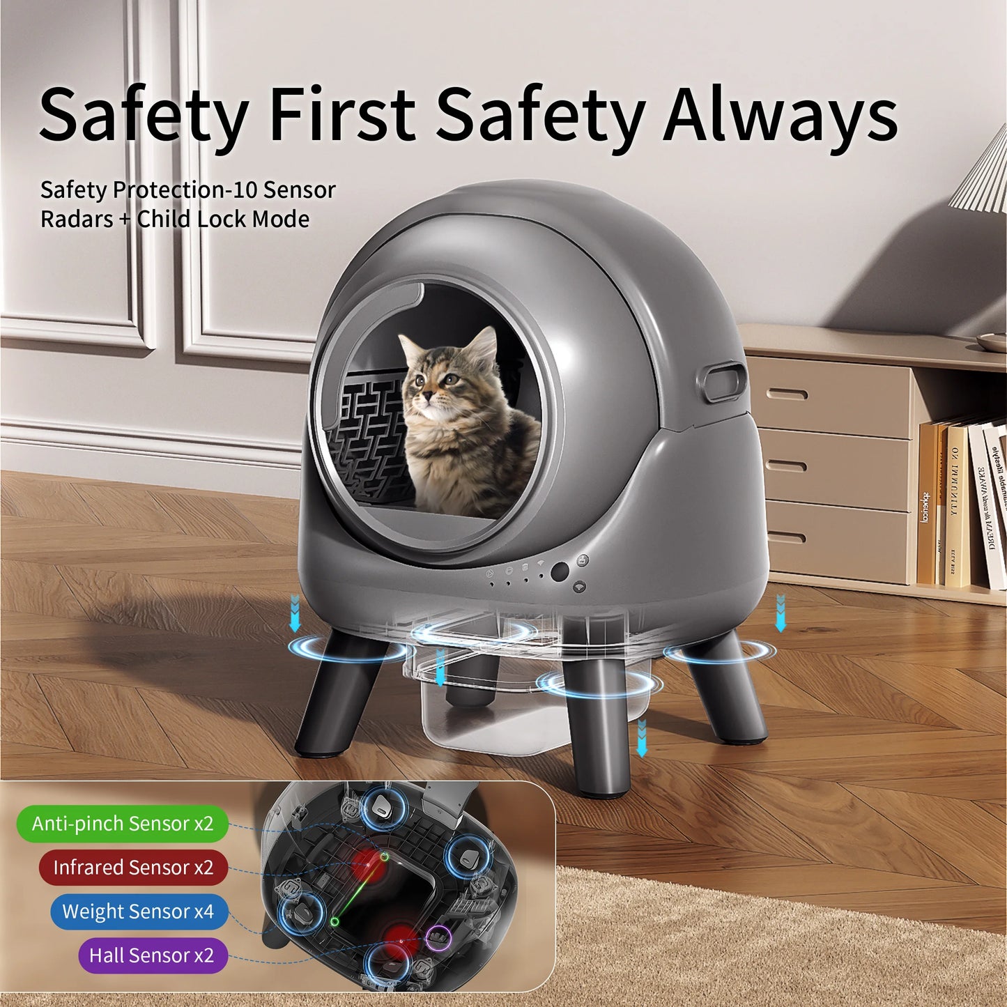 Self Cleaning Litter Box For Multiple Cats With App Control