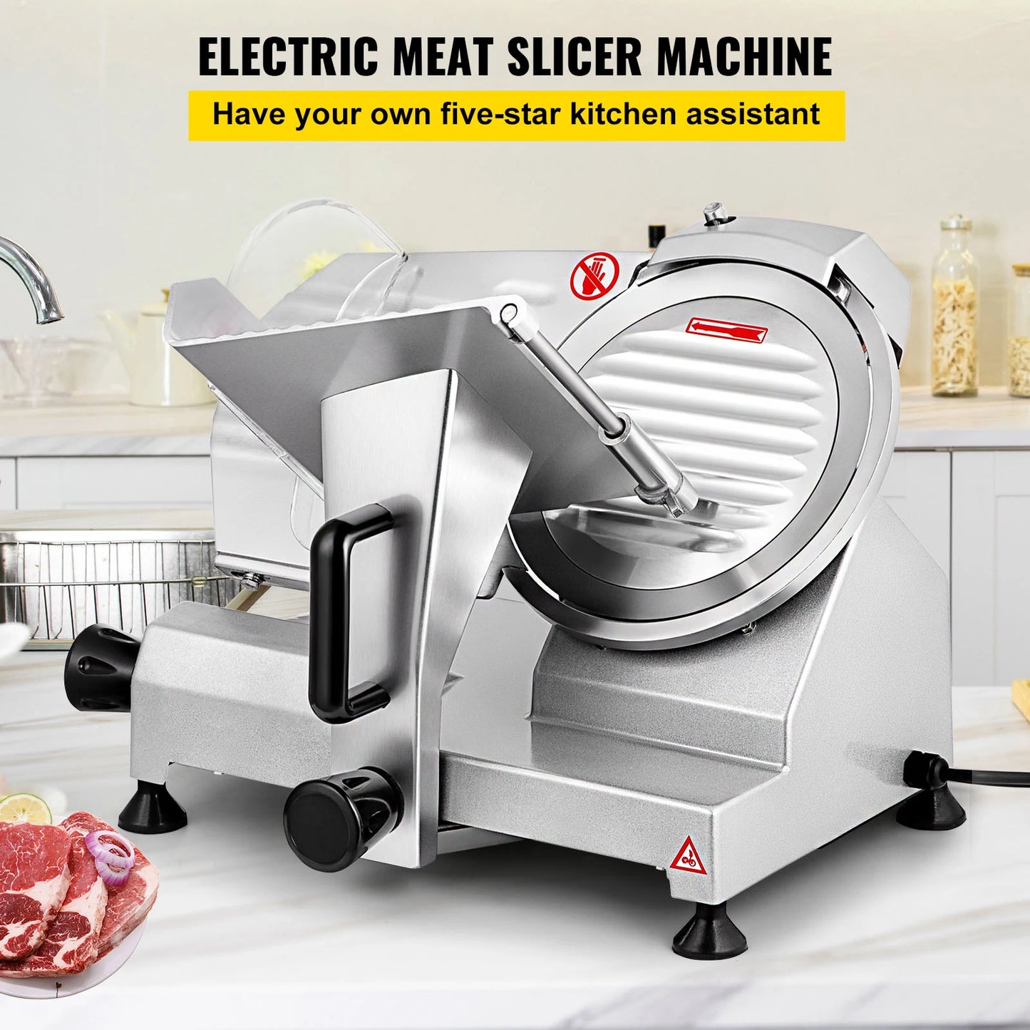 SucceBuy Meat Slicer Electric Deli Slicer Carbon Steel Blade
