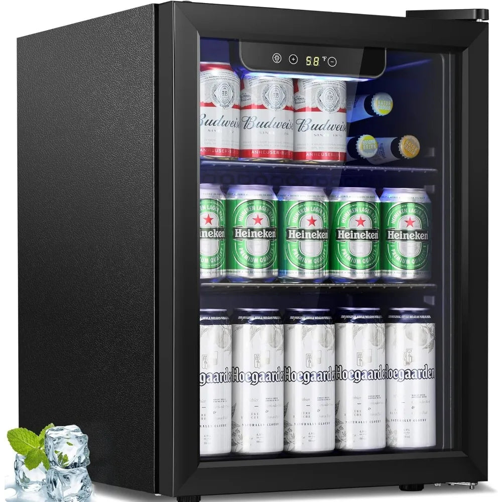 Beverage Refrigerator Cooler 68 Can Mini Fridge Glass Door