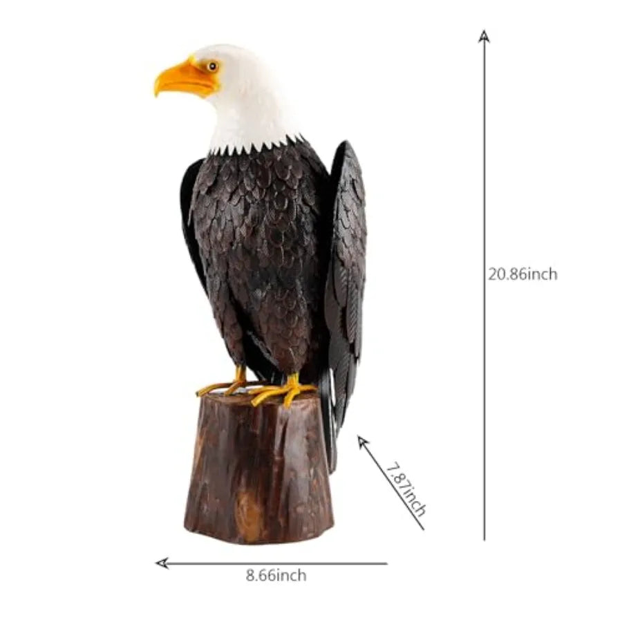 Bald Eagle Outdoor Metal Yard Art Statue for Garden and Patio