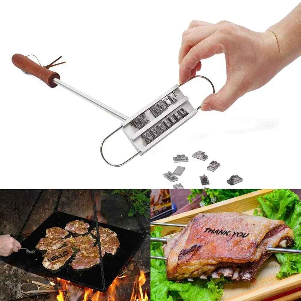 BBQ Branding Iron for DIY Lettered Barbecue Steak Grilling Tool
