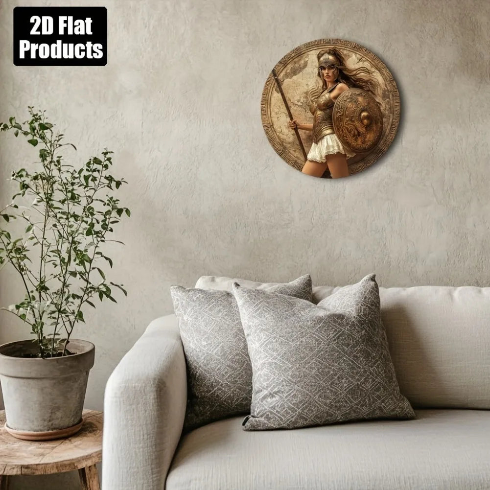 Round Aluminum Decorative Sign Greek Woman Theme Bar Kitchen Cafe