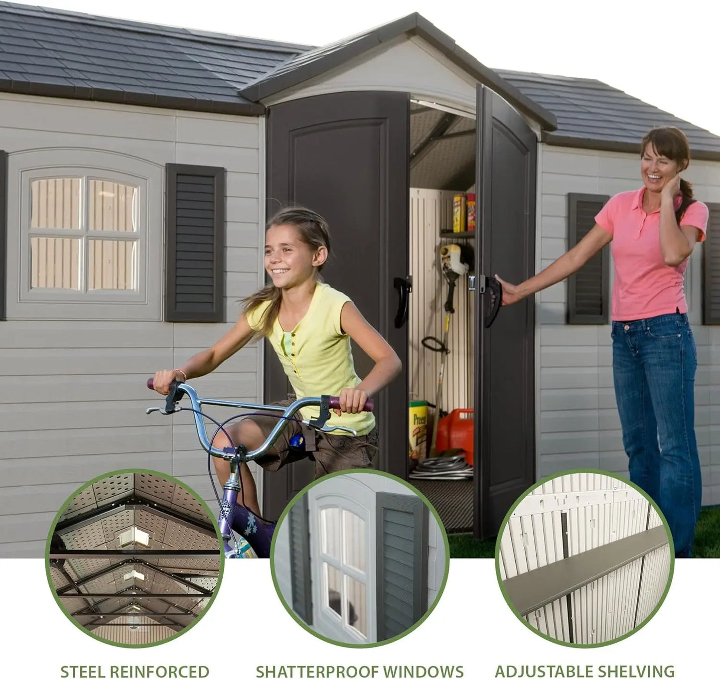 Outdoor Storage Shed Heavy Duty Metal Frame UV Resistant Garden