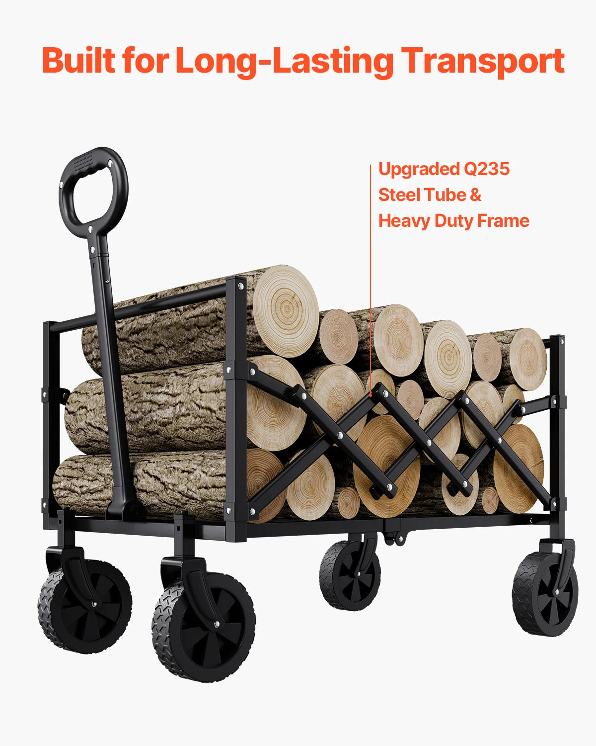 Collapsible Wagon Cart 225Lbs All Terrain Wheels Folding