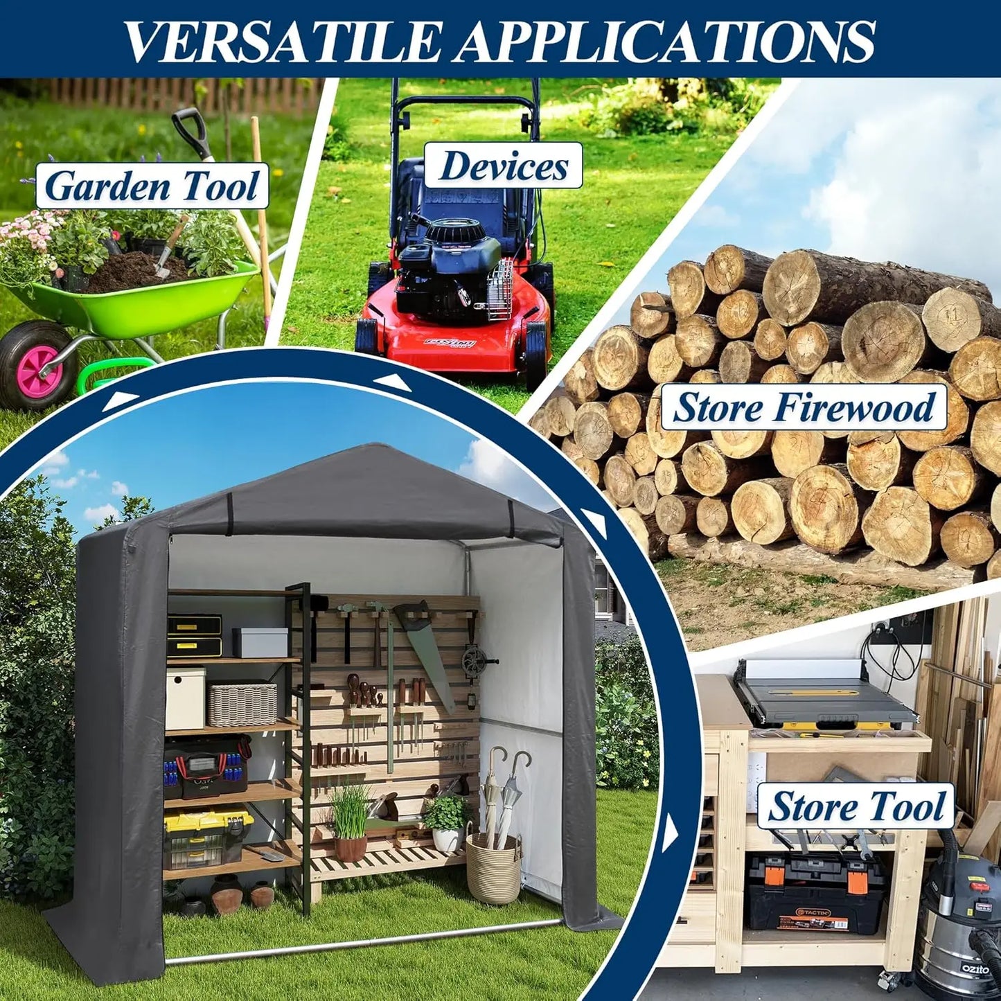 Outdoor Storage Shelter Shed Heavy Duty Tent With Ventilated Door