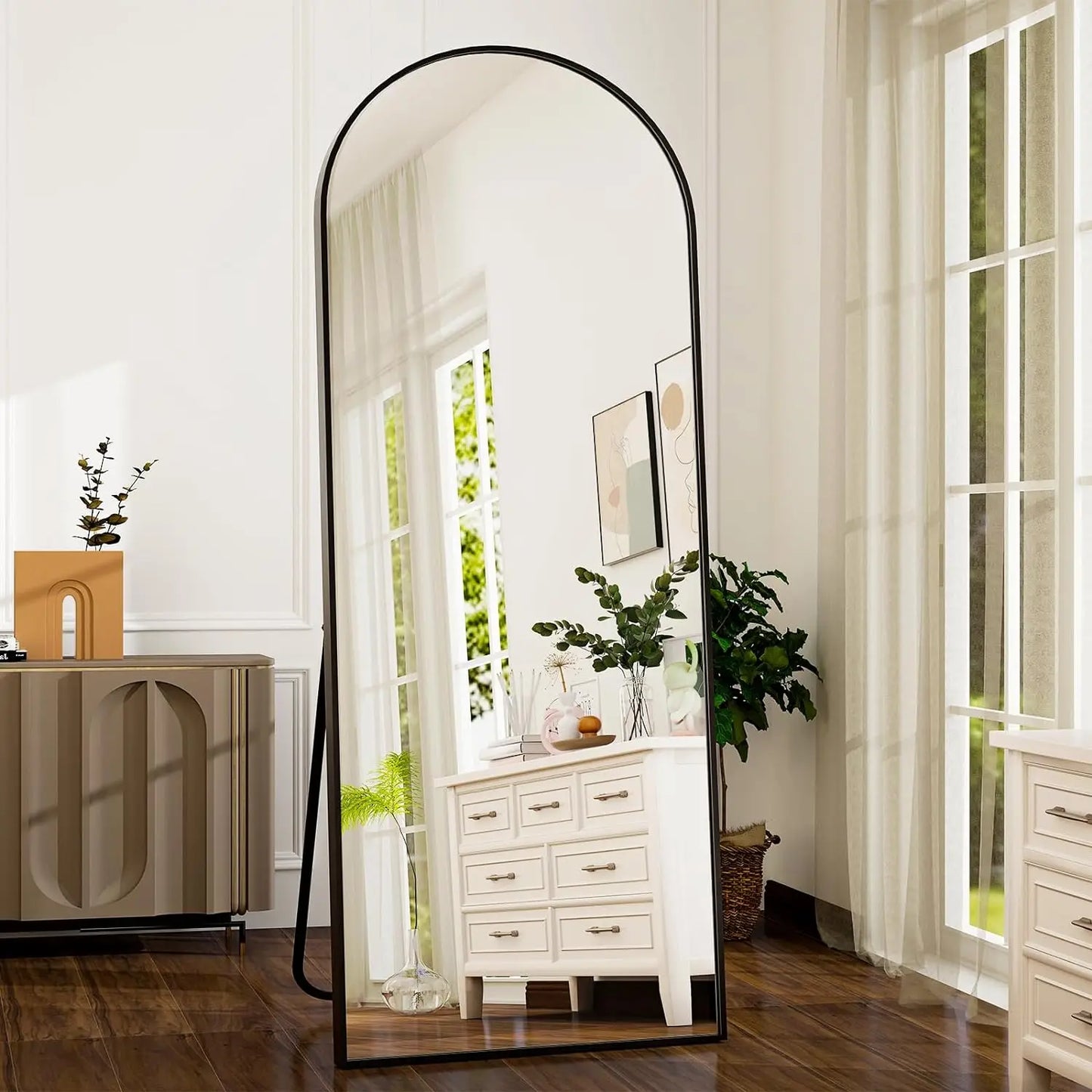 Arched Mirror With Aluminum Frame For Bedroom Or Living Room