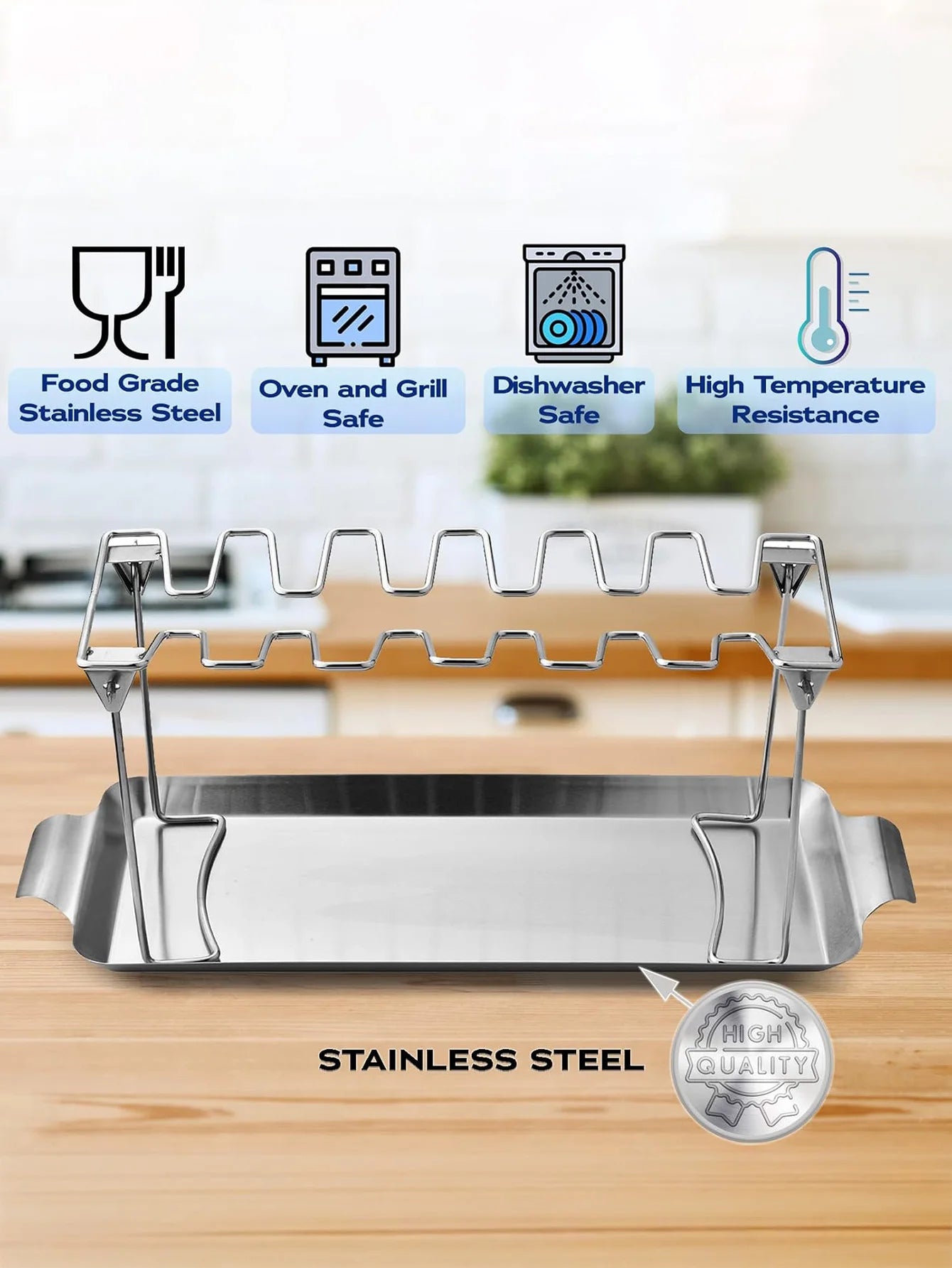 Stainless Steel Chicken Leg Rack For Grill Drip Tray