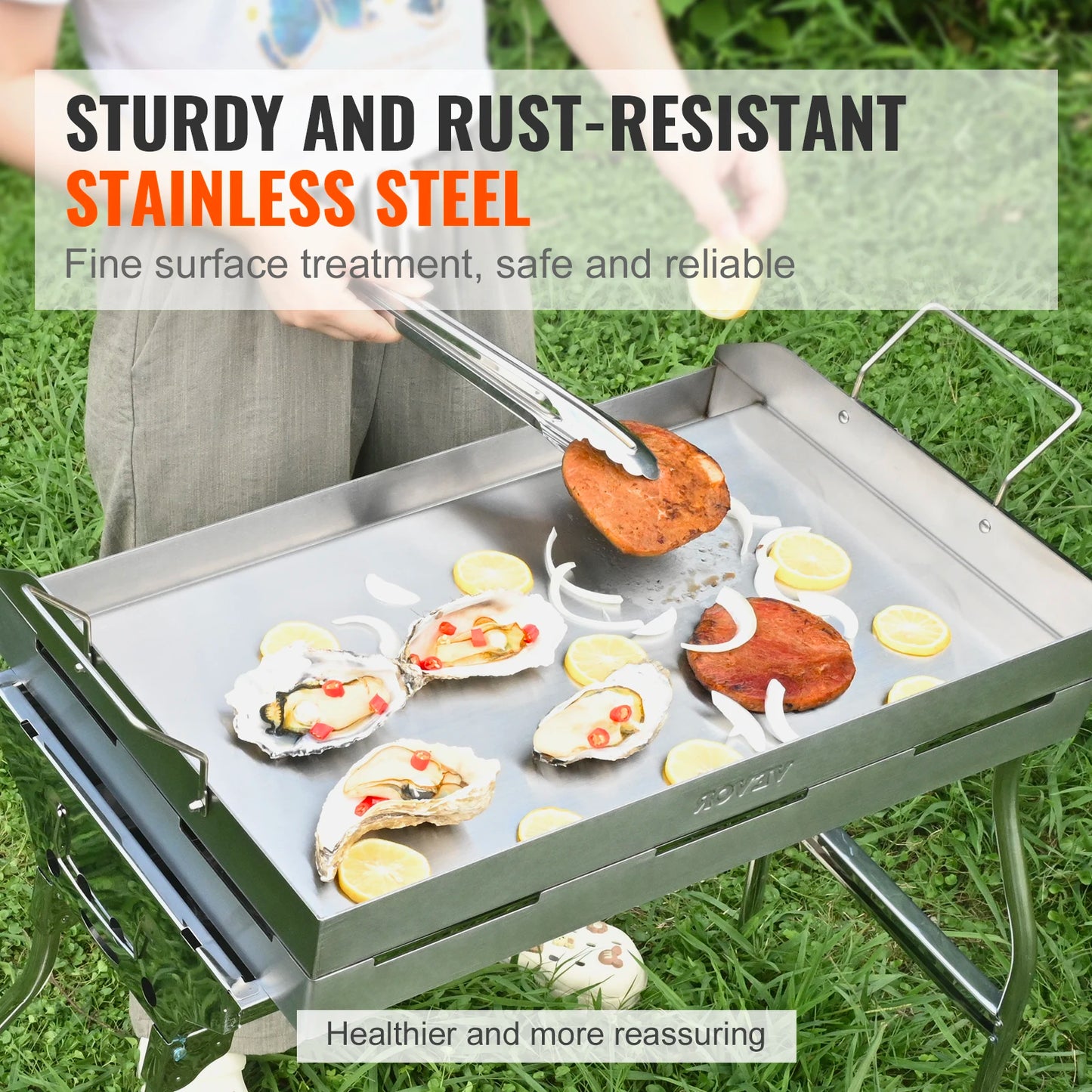 SucceBuy Stainless Steel Stove Top Griddle Nonstick Rectangular Pan