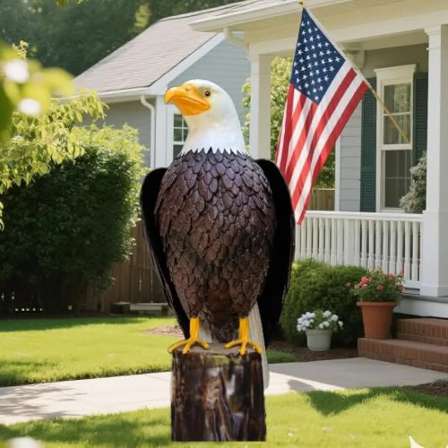 Bald Eagle Outdoor Metal Yard Art Statue for Garden and Patio