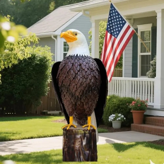 Bald Eagle Outdoor Metal Yard Art Statue for Garden and Patio
