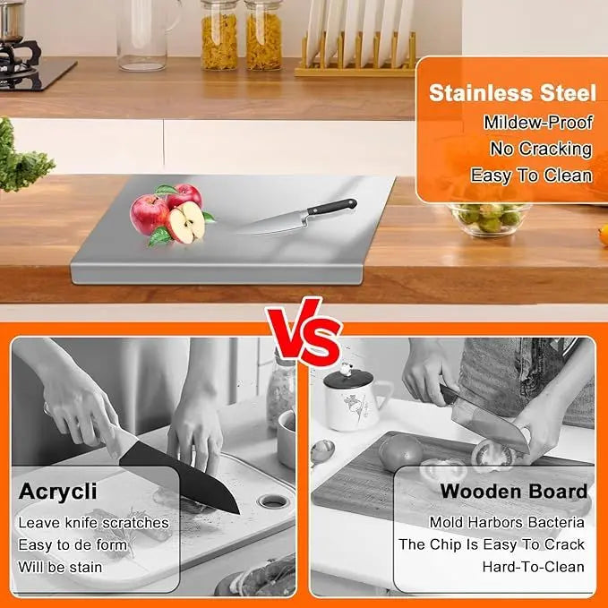 304 Stainless Steel Cutting Board With Lid And Non Slip