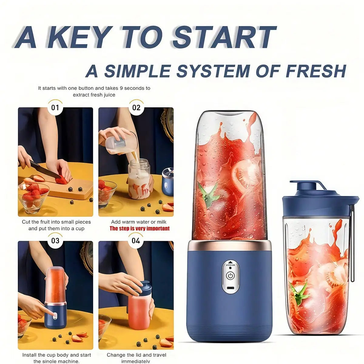 DIAMRI Powerful Portable Blender Juicer With Cup For Smoothies