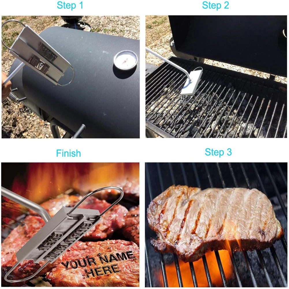 BBQ Branding Iron for DIY Lettered Barbecue Steak Grilling Tool