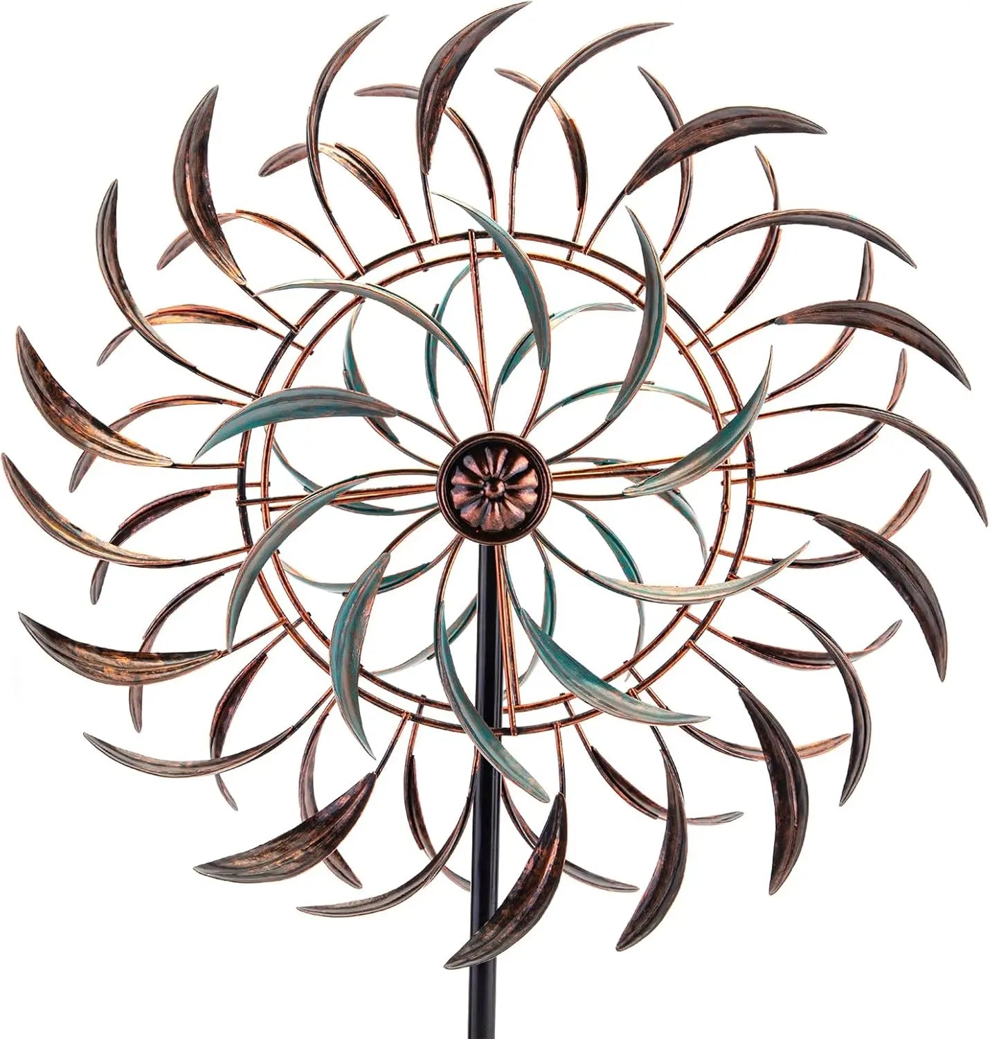 Metal Wind Spinner Sculpture For Outdoor Garden Decor 360 Rotation