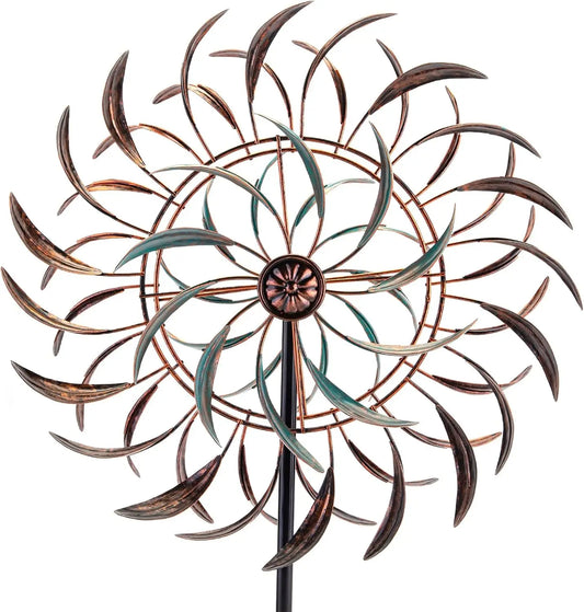 Metal Wind Spinner Sculpture For Outdoor Garden Decor 360 Rotation