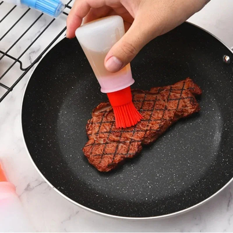 Grease Bottle Brush Silicone Grill Brush And Dispenser