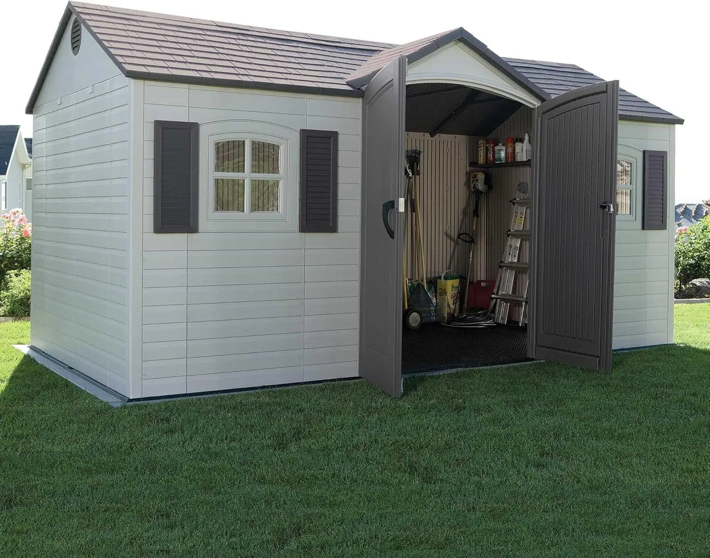 Outdoor Storage Shed Heavy Duty Metal Frame UV Resistant Garden