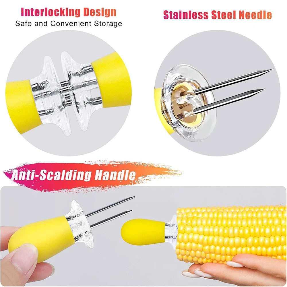 LMETJMA Stainless Steel Corn Holders For BBQ Barbecue Accessories KC0460